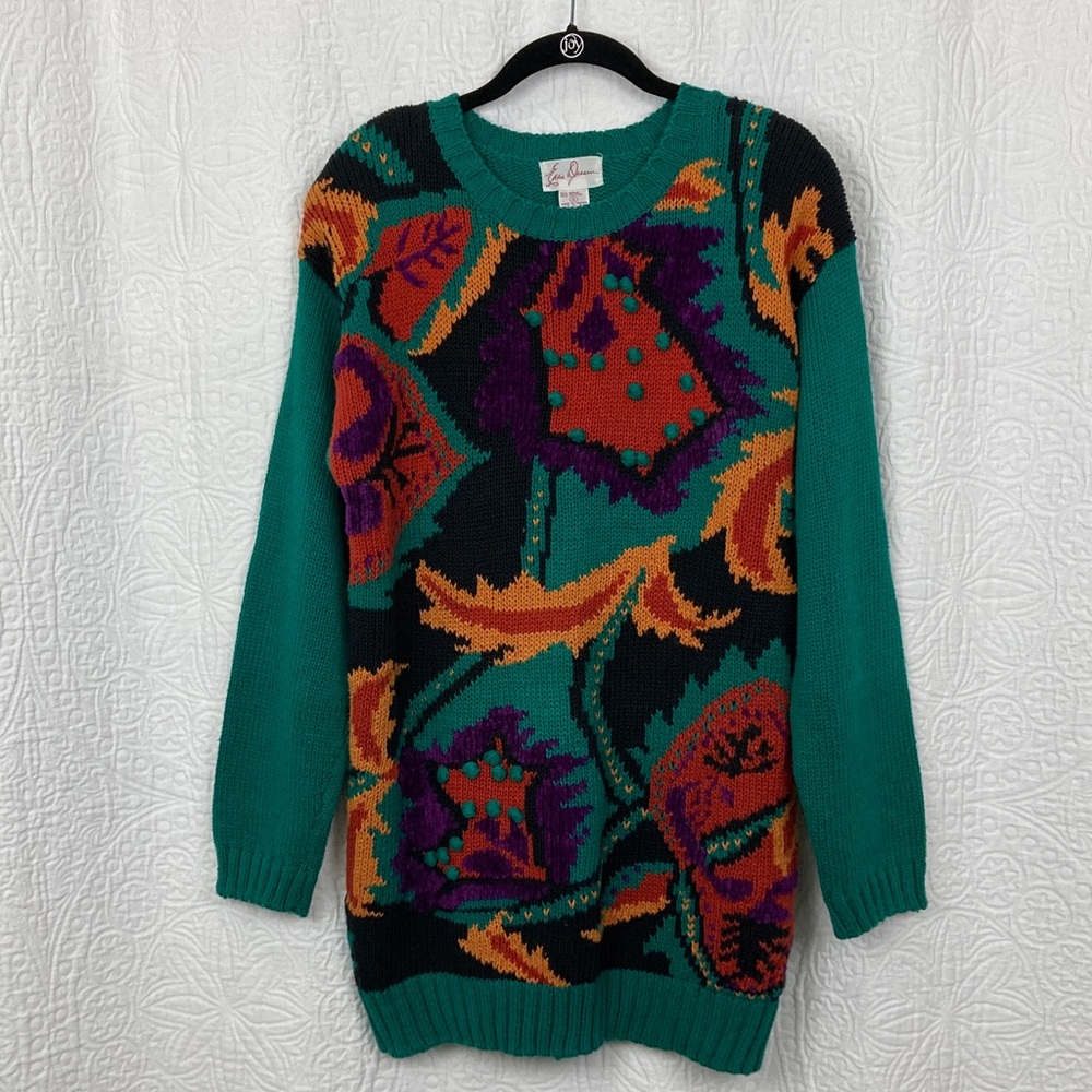 VTG Eddie Dassin Women’s Colorful Leaf Sweater sz Small